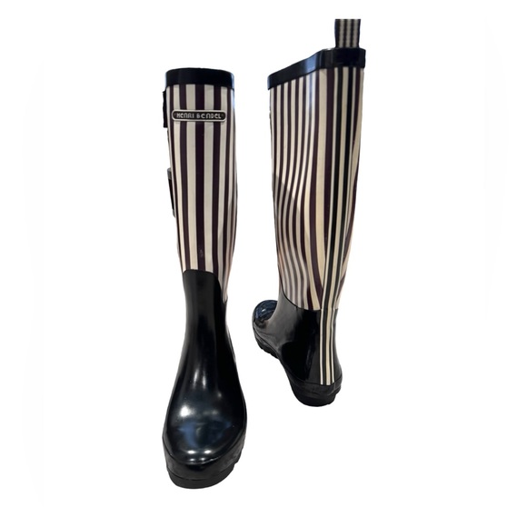 Henri Bendel Tall Signature Stripe Rain Boots Women's 9 - Picture 6 of 10
